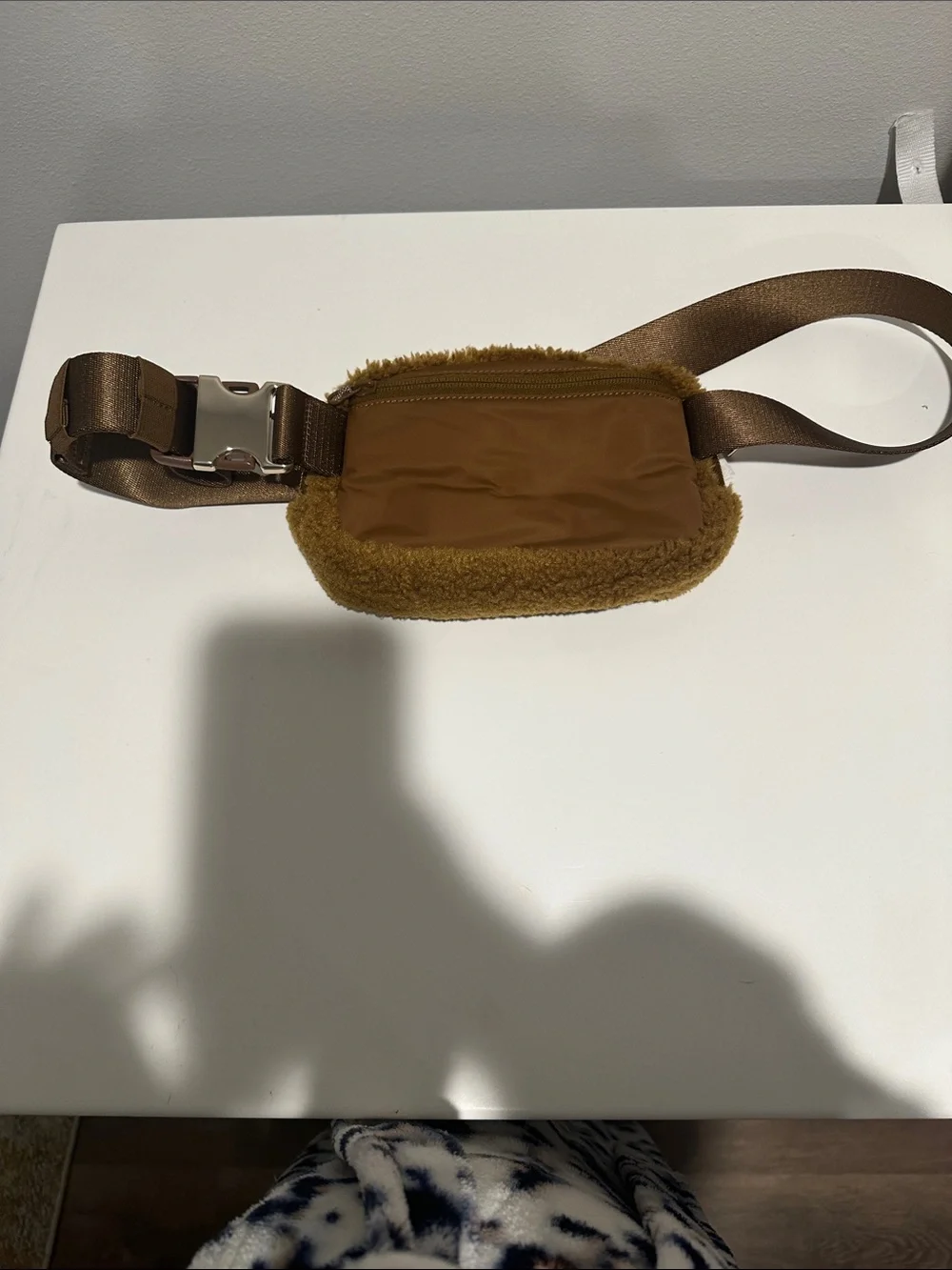 lululemon athletica Brown Faux Shearling Crossbody Bag